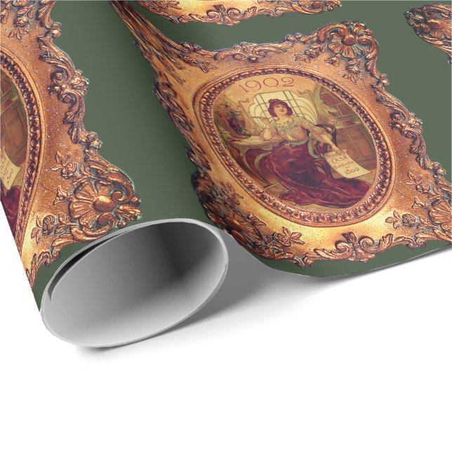 Victorian woman in elegant Victorian frame Wrapping Paper (Roll Corner)
