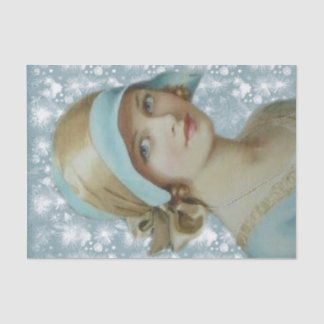 Victorian Woman in Light Blue Hat & Dress Tissue Paper