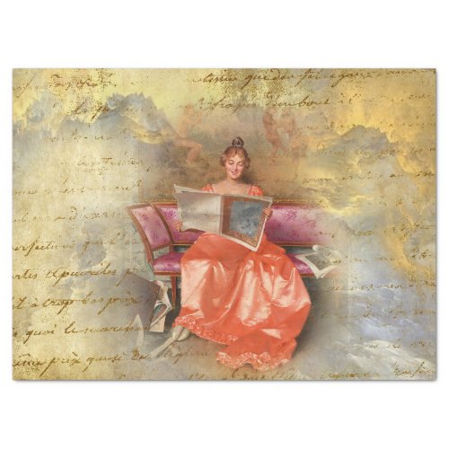 Victorian Woman in Orange Dress Tissue Paper