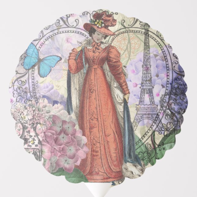 Victorian Woman in Red Colorful Fashion Balloon (Front)
