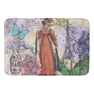 Victorian Woman in Red Colorful Fashion Bath Mat