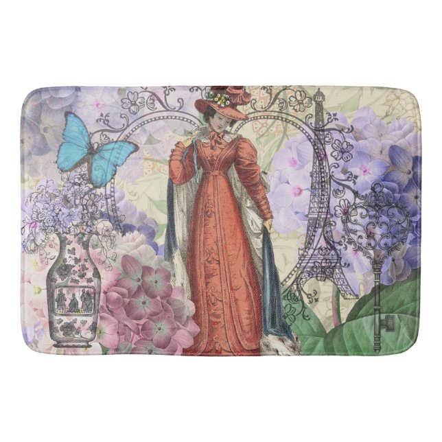 Victorian Woman in Red Colorful Fashion Bath Mat (Front)