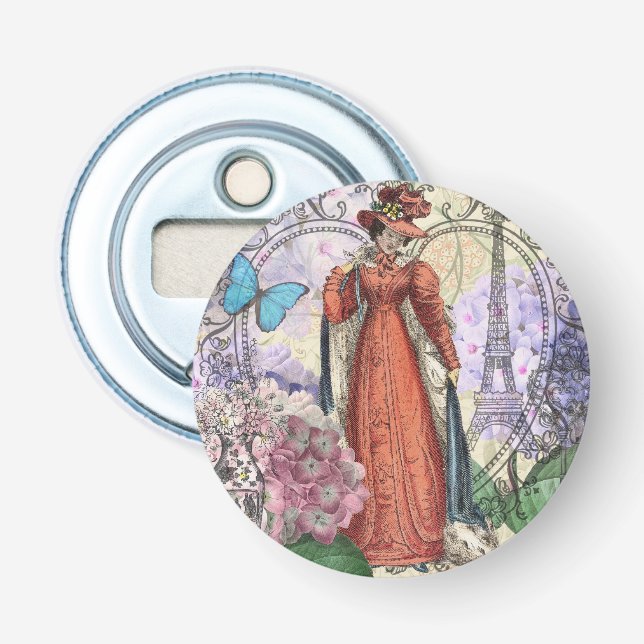 Victorian Woman in Red Colorful Fashion Bottle Opener (Front)