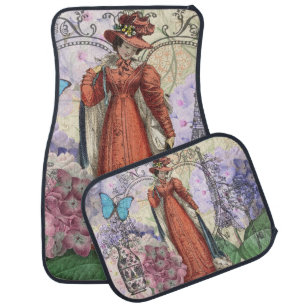 Victorian Woman in Red Colorful Fashion Car Floor Mat