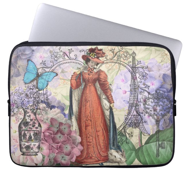 Victorian Woman in Red Colorful Fashion Laptop Sleeve (Front)