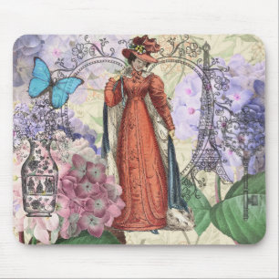 Victorian Woman in Red Colorful Fashion Mouse Pad