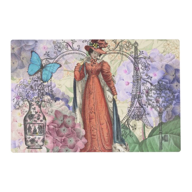 Victorian Woman in Red Colorful Fashion Placemat (Front)