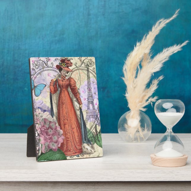 Victorian Woman in Red Colorful Fashion Plaque (Side)