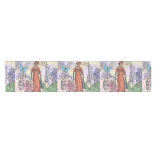 Victorian Woman in Red Colorful Fashion Short Table Runner