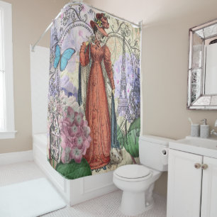 Victorian Woman in Red Colorful Fashion Shower Curtain