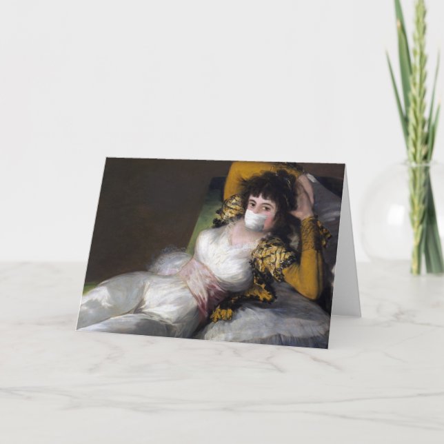 Victorian woman in virus mask renaissance painting card (Front)