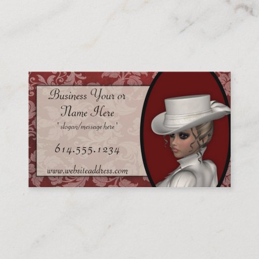 Customizable Victorian Woman in White Business Cards