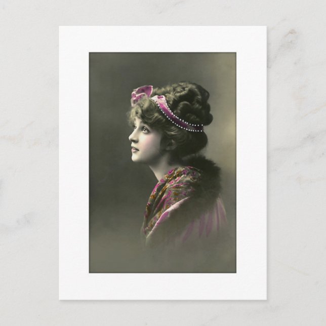 Victorian woman in with hopeful expression postcard (Front)