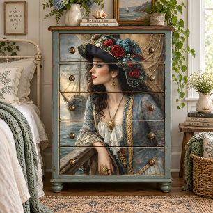 Victorian Woman Nautical Hat Ship Decoupage Tissue Paper