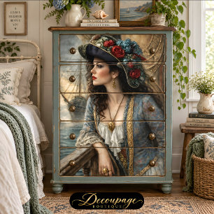 Victorian Woman Nautical Hat Ship Decoupage Tissue Paper