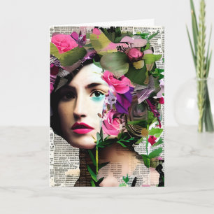 Victorian Woman Paper Missing You Card