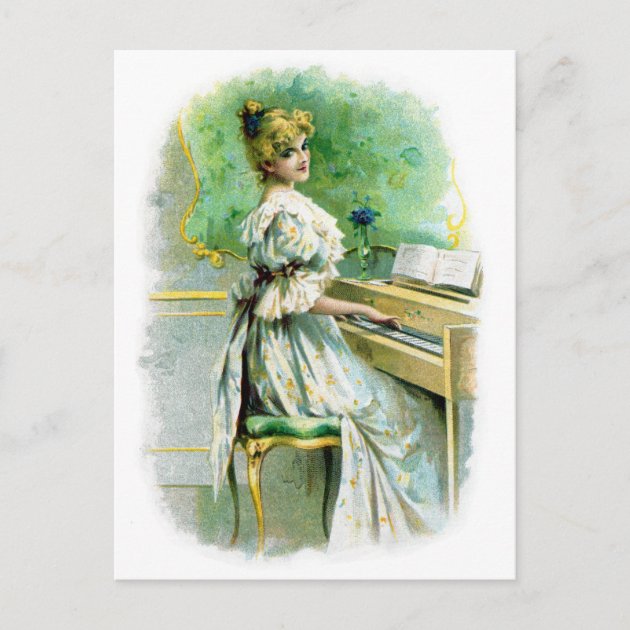 Victorian Woman Playing Piano Postcard Zazzle   Victorian Woman Playing Piano Postcard R1e81eb184b18480ca5888d643a950510 Ucbjp 630 