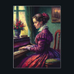 Victorian woman playing the piano, oil painting postcard<br><div class="desc">Victorian woman playing the piano,  oil painting</div>