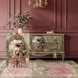 Victorian Woman Portrait Back Vintage Baroque Tissue Paper