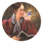 Victorian Woman Reader - Book Club, Bibliophile Classic Round Sticker