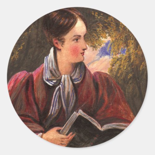 Victorian Woman Reader _ Book Club Bibliophile Classic Round Sticker