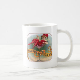 Victorian Woman Red Champagne Happy Coffee Mug