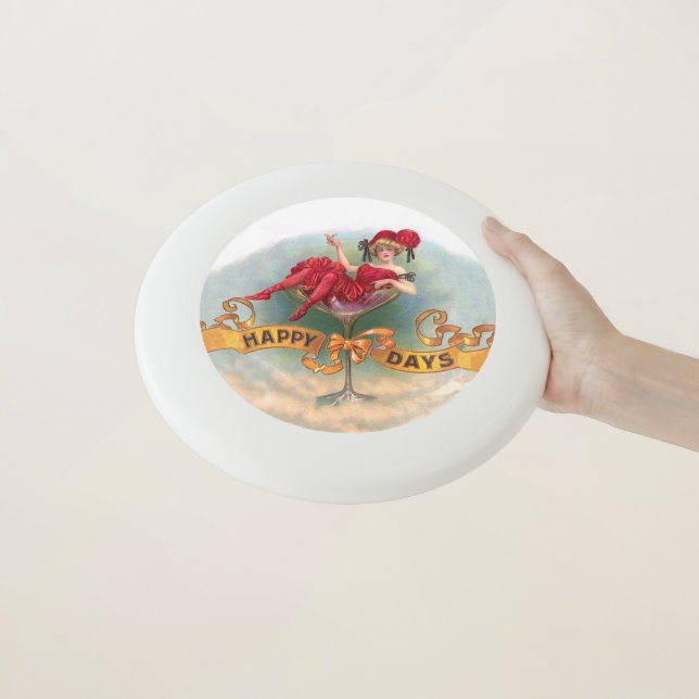 Victorian Woman Red Champagne Happy Wham-O Frisbee (In Hand)