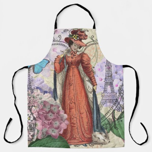 Victorian Woman Red Girl Classy Colorful Apron