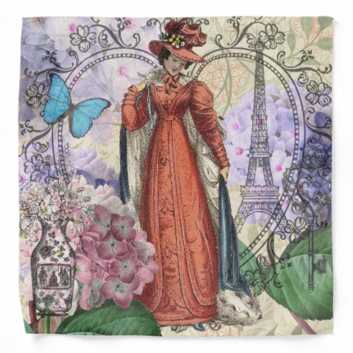 Victorian Woman Red Girl Classy Colorful Bandana