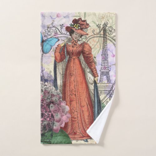 Victorian Woman Red Girl Classy Colorful Bath Towel Set