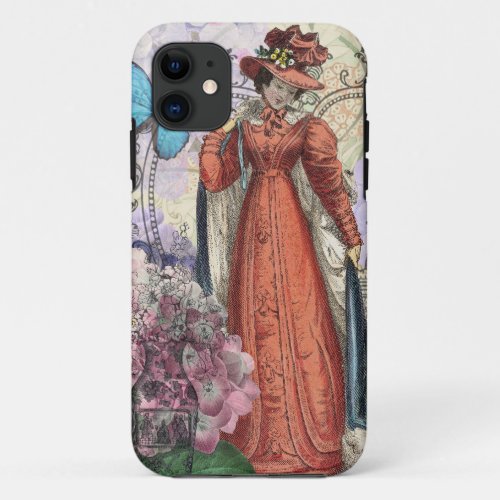 Victorian Woman Red Girl Classy Colorful iPhone 11 Case