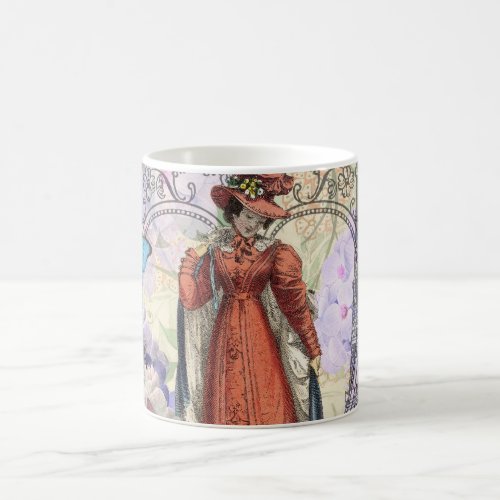 Victorian Woman Red Girl Classy Colorful Coffee Mug