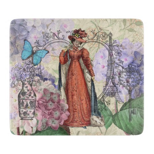 Victorian Woman Red Girl Classy Colorful Cutting Board