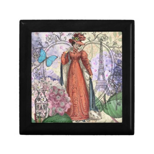 Victorian Woman Red Girl Classy Colorful Gift Box