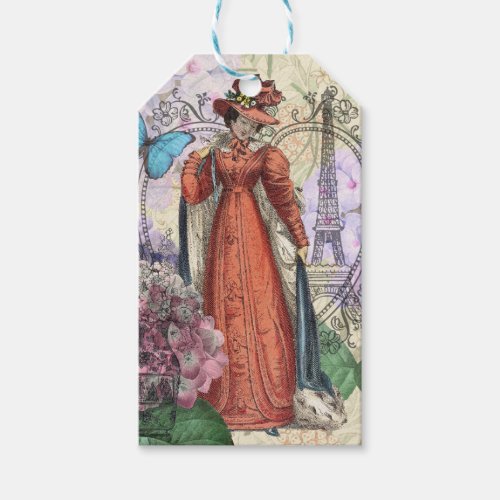 Victorian Woman Red Girl Classy Colorful Gift Tags