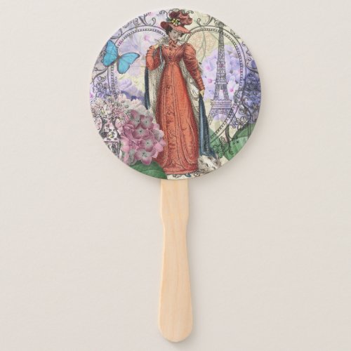 Victorian Woman Red Girl Classy Colorful Hand Fan