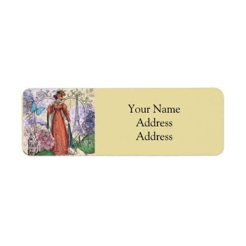 Victorian Woman Red Girl Classy Colorful Label