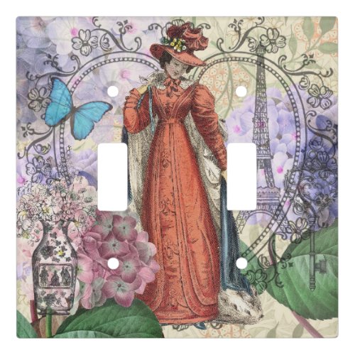 Victorian Woman Red Girl Classy Colorful Light Switch Cover