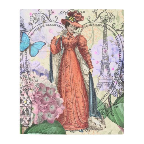 Victorian Woman Red Girl Classy Colorful Metal Print