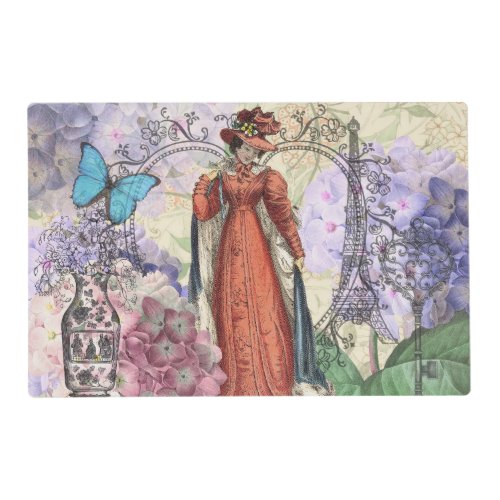 Victorian Woman Red Girl Classy Colorful Placemat