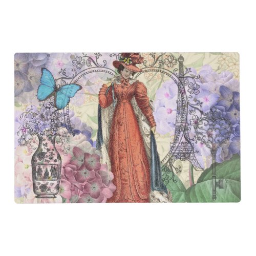 Victorian Woman Red Girl Classy Colorful Placemat