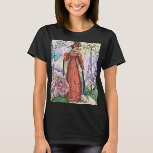 Victorian Woman Red Girl Classy Colorful T_Shirt
