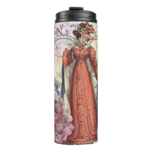 Victorian Woman Red Girl Classy Colorful Thermal Tumbler