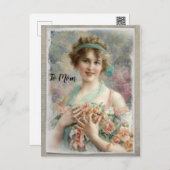 Victorian Woman w/ Roses on Watercolor Postcard (Front/Back)