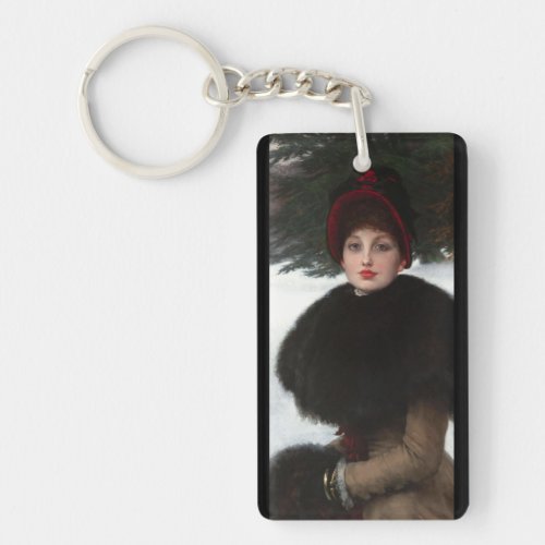 Victorian woman winter scene portrait elegant  keychain