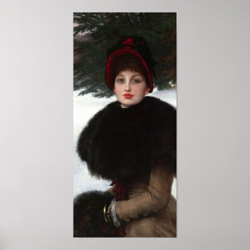 Victorian woman winter scene portrait vintage poster