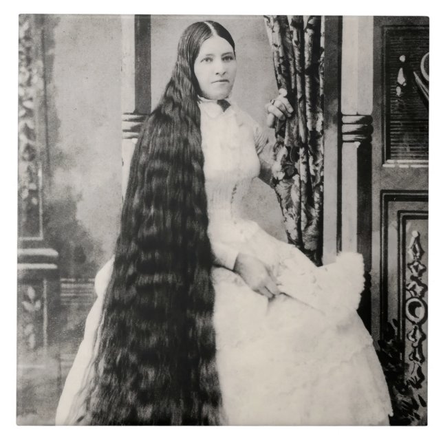 Victorian Woman with Long Hair Ceramic Tile (Front)