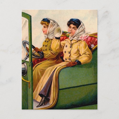 Victorian Women Driving Automobiles Postcard