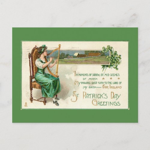 Victorian Women St Patricks Day Holiday Postcard