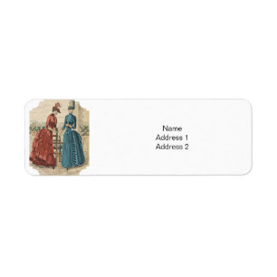Victorian Women Standing in a Garden Porch Label
